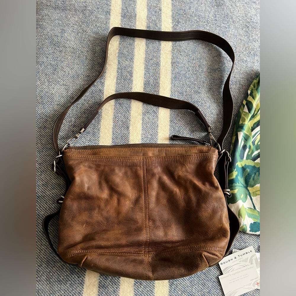 Rough & Tumble Custom Leather Purse, Vintage hobo OP Rustic Pecan, size medium - Picture 3 of 10